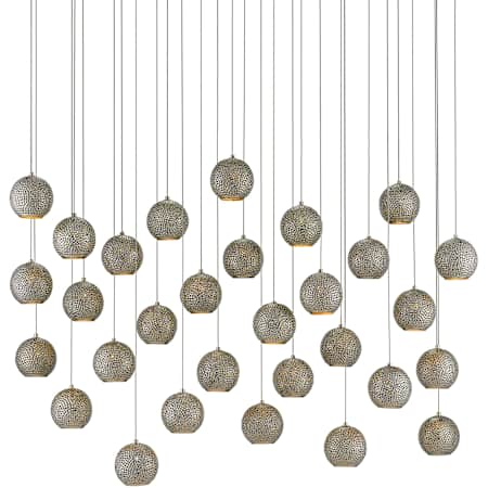 Currey and Company Giro 30 Light 54" Wide Linear Pendant Painted Silver / Nickel / Blue