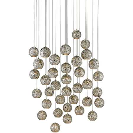 Currey and Company Giro 36 Light 33" Wide Multi Light Pendant Painted Silver / Nickel / Blue