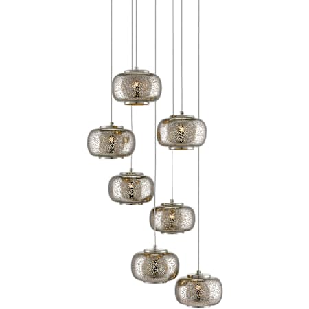 Currey and Company Pepper 7 Light 13" Wide Multi Light Pendant Painted Silver / Nickel