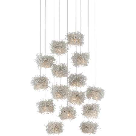 Currey and Company Birds Nest 15 Light 21" Wide Abstract Multi Light Pendant Painted Silver / Clear