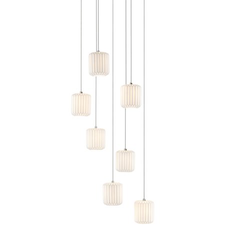 Currey and Company Dove 7 Light 13" Wide Multi Light Pendant Painted Silver / White
