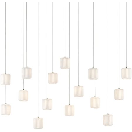 Currey and Company Dove 15 Light 48" Wide Linear Pendant Painted Silver / White