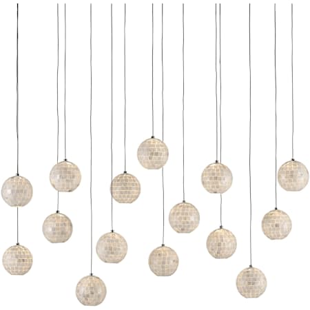 Currey and Company Finhorn 15 Light 48" Wide Linear Pendant Painted Silver / Pearl