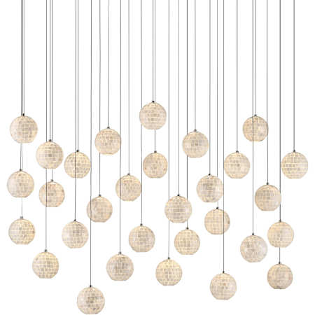 Currey and Company Finhorn 30 Light 54" Wide Linear Pendant Painted Silver / Pearl