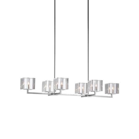 Currey and Company Valerio 6 Light 48" Wide LED Linear Chandelier Silver Leaf / Clear