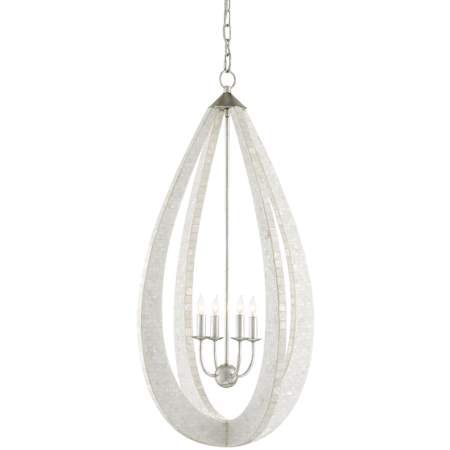 Currey and Company Arietta 4 Light 20" Wide Taper Candle Pendant White / Pearl / Silver Leaf