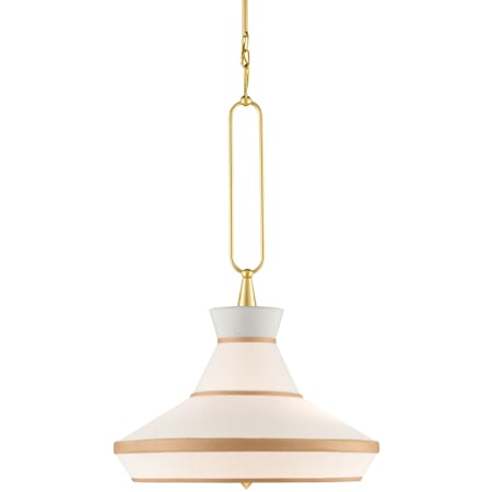 Currey and Company Perth 2 Light 22" Wide Pendant with Fabric Shade Gold Leaf / White