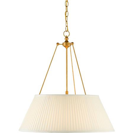 Currey and Company Lytham 24" Wide LED Pendant with Fabric Shade Antique Gold Leaf / White