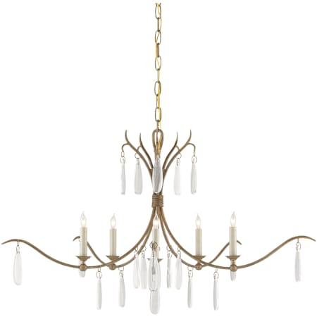 Currey and Company Marshallia 5 Light 38" Wide Crystal Chandelier Rustic Gold / Smokewood
