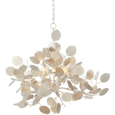 Currey and Company Lunaria Chandelier Contemporary Silver Leaf