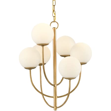 Currey and Company Sunnylands 6 Light 17" Wide Wrought Iron Chandelier with Glass Shades Brass