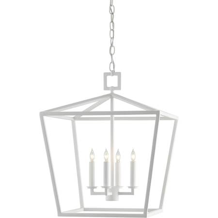 Currey and Company Denison 4 Light 18" Wide Wrought Iron Chandelier Gesso White