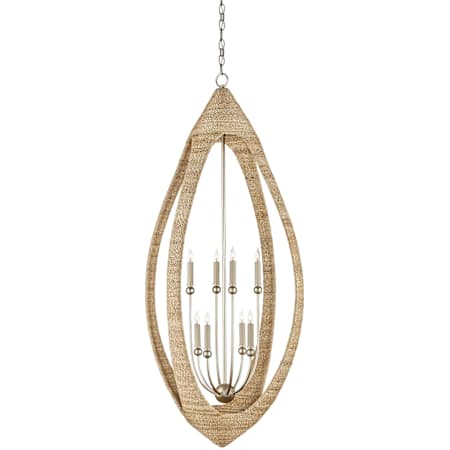 Currey and Company Menorca 8 Light 25" Wide Candle Style Chandelier Contemporary Silver Leaf / Smoke wood / Natural