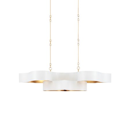 Currey and Company Grand Lotus 6 Light 51" Wide LED Chandelier Sugar White / Contemporary Gold Leaf