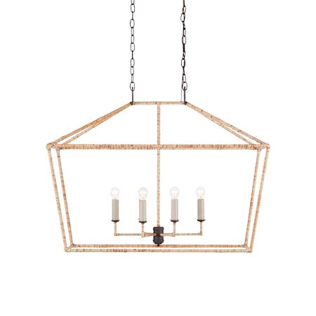 Currey and Company Denison 6 Light 40" Wide LED Multi Light Pendant Natural / Mole Black