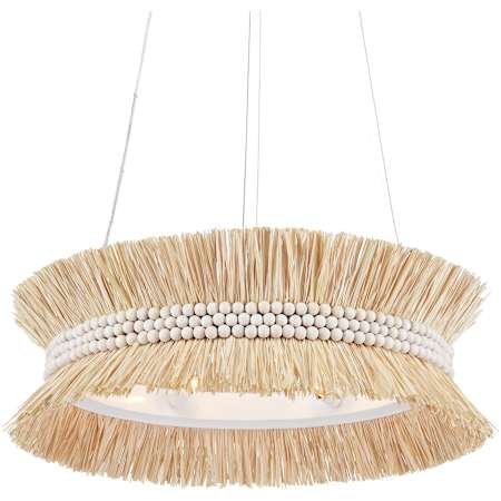 Currey and Company Seychelles 6 Light 33" Wide Chandelier Sugar White / Natural Raffia