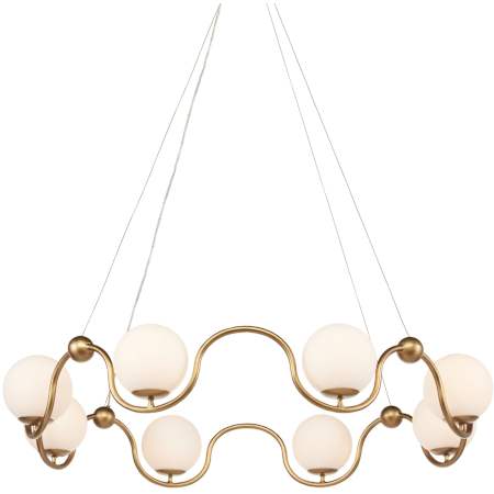 Currey and Company Equilibrium 8 Light 39" Wide Wrought Iron Abstract Chandelier Antique Brass / White