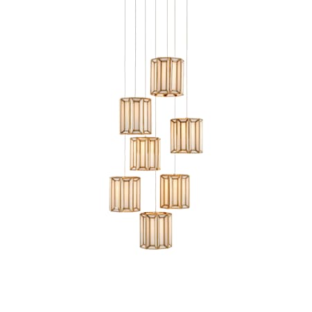 Currey and Company Daze 7 Light 17" Wide LED Multi Light Pendant Antique Brass / White / Silver