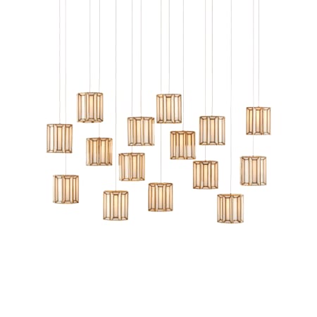 Currey and Company Daze 15 Light 48" Wide LED Multi Light Pendant Antique Brass / White / Silver
