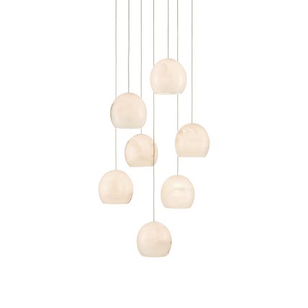 Currey and Company Lazio 7 Light 16" Wide LED Multi Light Pendant White / Silver