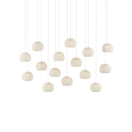 Currey and Company Piero 15 Light 48" Wide LED Multi Light Pendant Sugar White / Silver