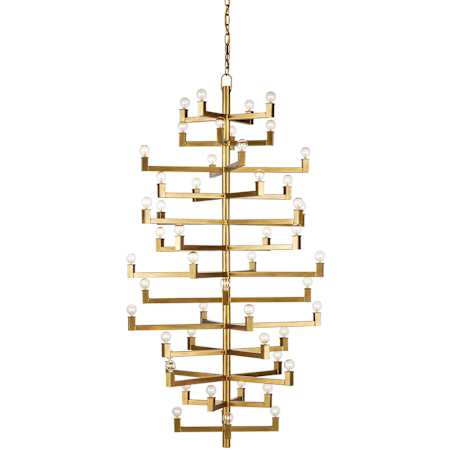 Currey and Company Andre 52 Light 40" Wide Wrought Iron Abstract Chandelier Brass