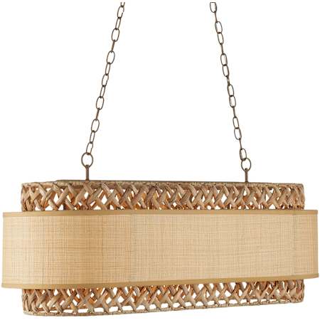 Currey and Company Isola 6 Light 43" Wide Linear Chandelier Khaki / Natural