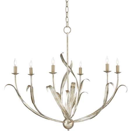 Currey and Company Menefee 6 Light 32" Wide Pillar Candle Style Chandelier Silver Granello