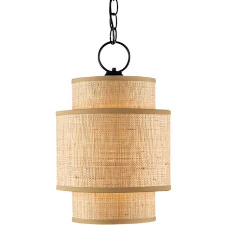 Currey and Company Mathias 10" Wide Pendant Natural / Satin Black