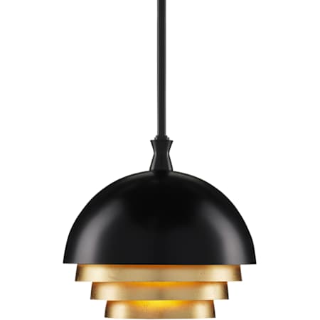Currey and Company Salviati 10" Wide Suspension Pendant Black / Gold Leaf