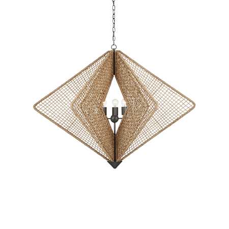 Currey and Company 3 Light 47" Wide LED Abstract Chandelier Natural / Hiroshi Gray