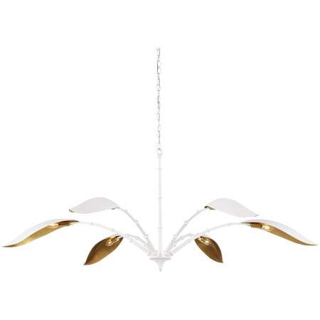 Currey and Company Yuriko 67" Wide Chandelier Gesso White / Contemporary Gold Leaf