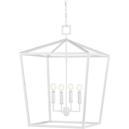 Currey and Company Denison 5 Light 32" Wide Lantern Chandelier Gesso White