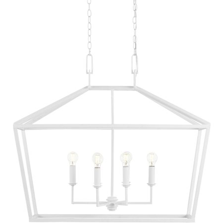Currey and Company Denison 6 Light 40" Wide Linear Pendant Gesso White