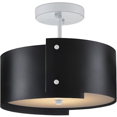 Currey and Company Ritsu 14" Wide LED Semi-flush Drum Ceiling Fixture Blacksmith / Sugar White
