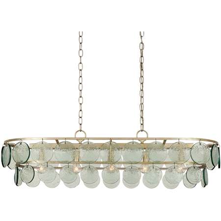 Currey and Company 5 Light 41" Wide Linear Chandelier Silver Leaf / Clear
