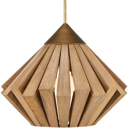 Currey and Company 18" Wide Wood Pendant Brass / Toffee