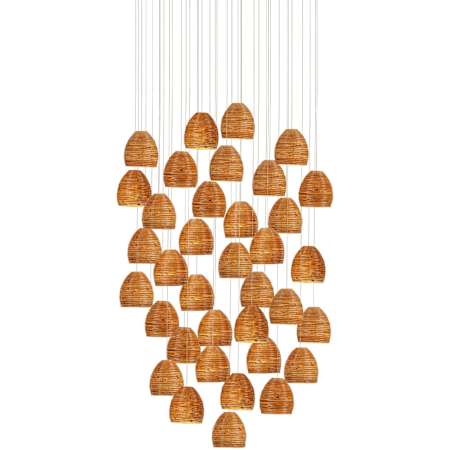 Currey and Company Beehive 36 Light 37" Wide Wood Multi Light Pendant Natural Rattan / Silver