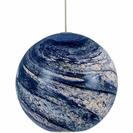 Currey and Company Palatino 6" Wide Mini Pendant Blue Marbled / Silver