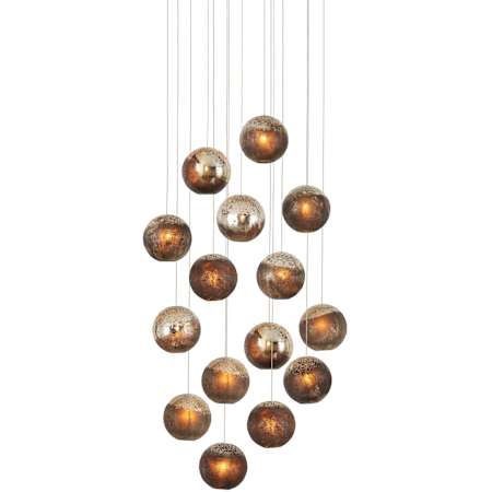Currey and Company Pathos 15 Light 24" Wide Multi Light Pendant Antique Silver / Antique Gold / Matte Charcoal