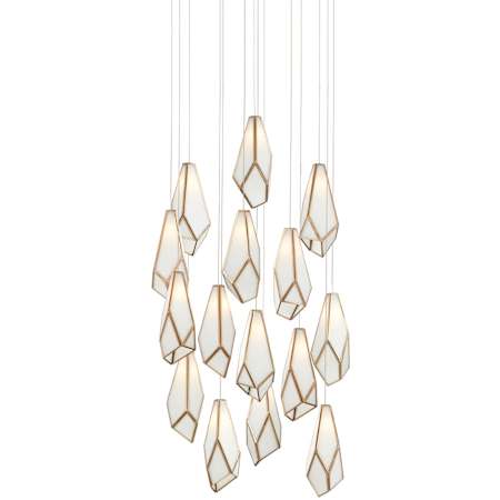 Currey and Company Glace 15 Light 23" Wide Multi Light Pendant White / Antique Brass / Silver