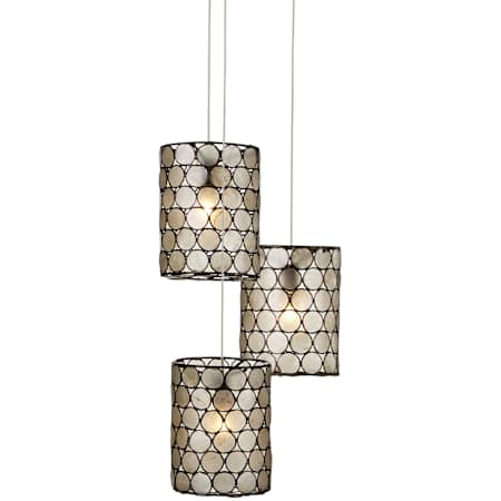 Currey and Company Regatta 3 Light 10" Wide Multi Light Pendant Cupertino / Silver
