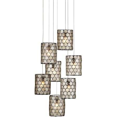 Currey and Company Regatta 7 Light 15" Wide Multi Light Pendant Cupertino / Silver