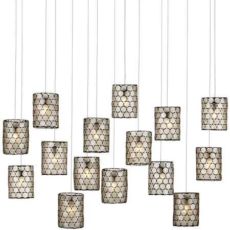 Currey and Company Regatta 15 Light 48" Wide Linear Pendant Cupertino / Silver