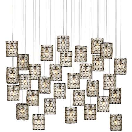 Currey and Company Regatta 30 Light 54" Wide Linear Pendant Cupertino / Silver