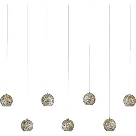 Currey and Company Giro 7 Light 59" Wide Linear Pendant Nickel / Blue / Silver