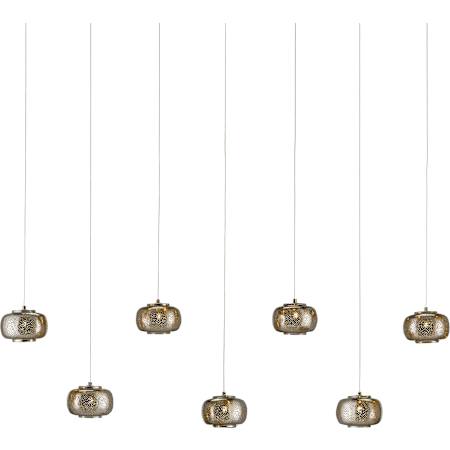 Currey and Company Pepper 7 Light 60" Wide Linear Pendant Nickel / Silver