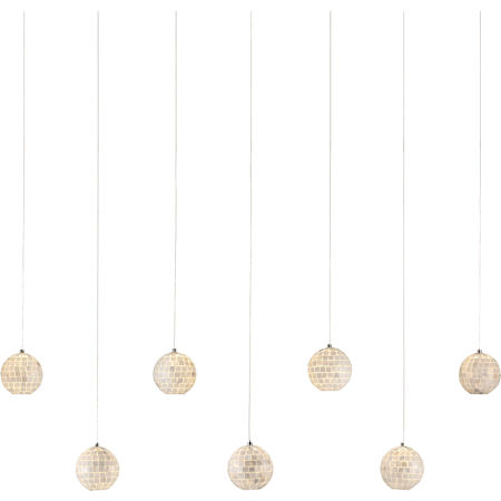 Currey and Company Finhorn 7 Light 59" Wide Linear Pendant Pearl / Silver