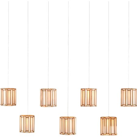 Currey and Company Daze 7 Light 60" Wide Linear Pendant White / Brass / Silver