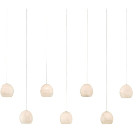 Currey and Company Lazio 7 Light 59" Wide Linear Pendant Natural Stone / Silver